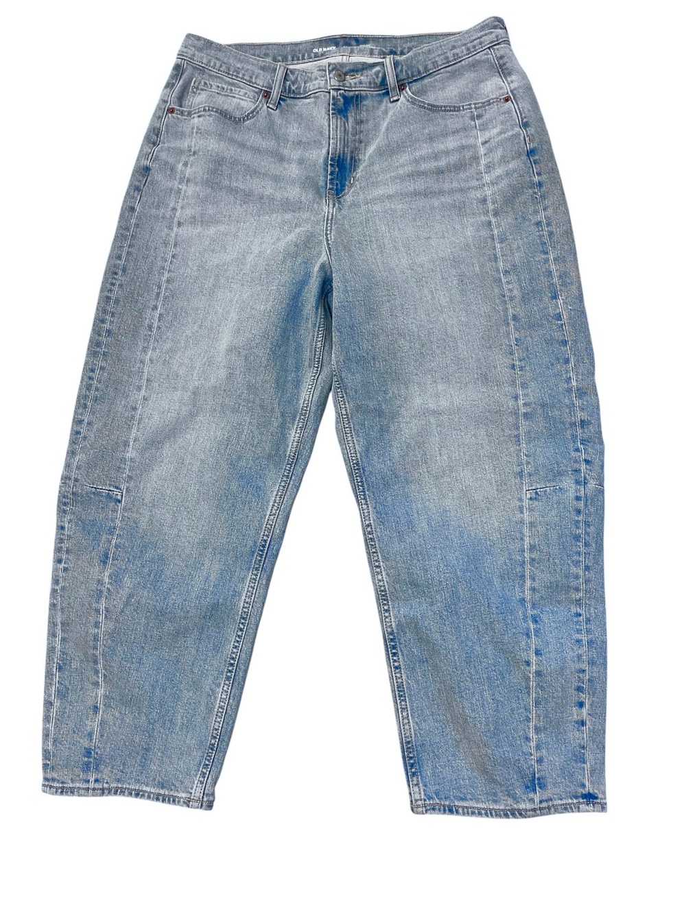 Everyday Normcore Old Navy Light Blue High Rise Barrel Leg Jeans Basic Capsule - Picture 4 of 6